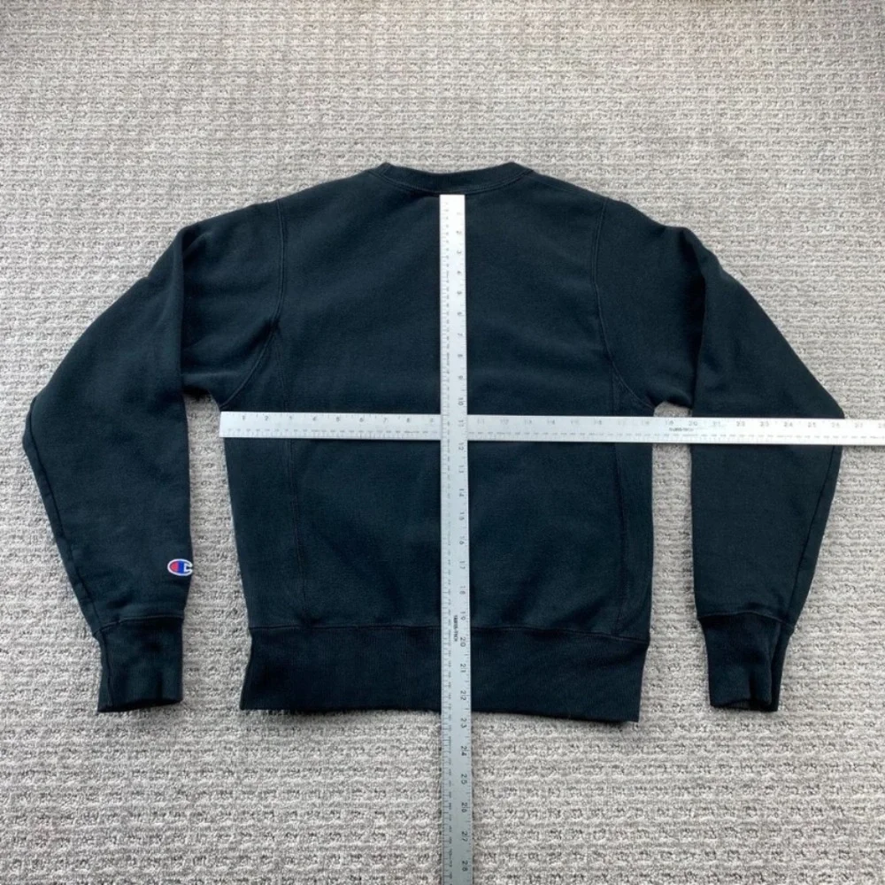 Champion Reverse Weave Sweater Women XS Black Pullover Sweatshirt Embroidered - Picture 9 of 11